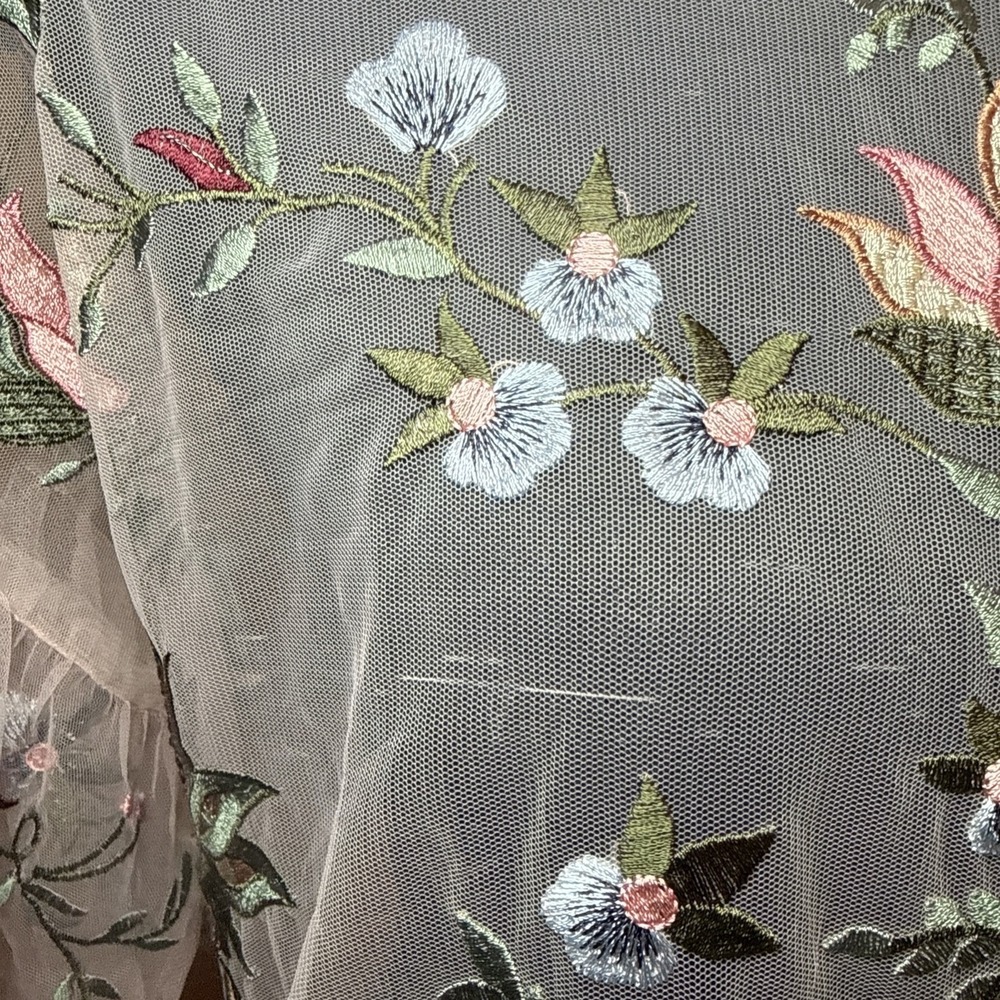 Zara Top Womens M Sheer Floral Boho Whimsical Cottagecore Romantic Fairycore - Picture 9 of 16